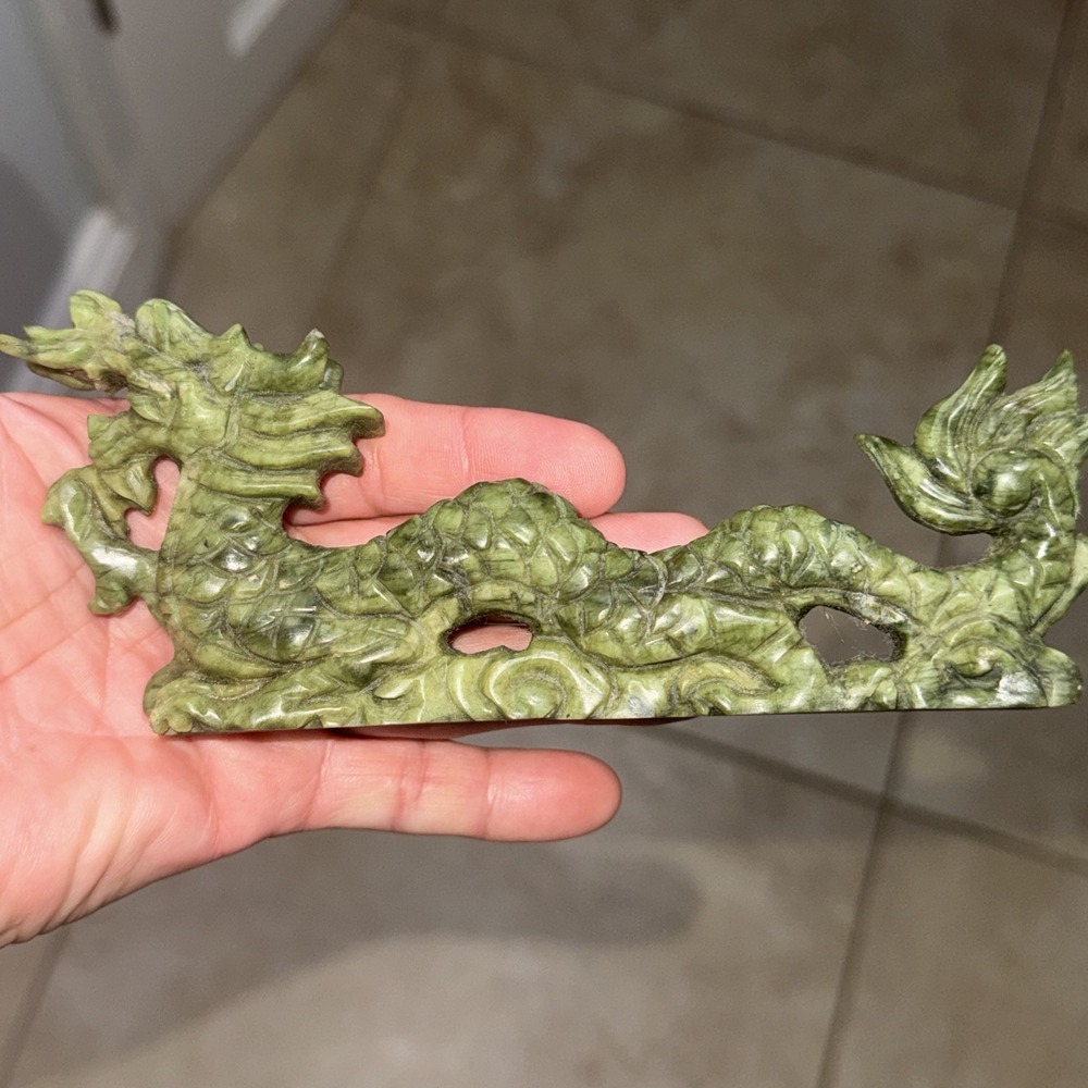 Jade Dragon Figure Paperweight 6 1/4" X 2 1/2"  Vintage